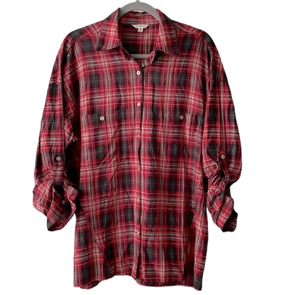3/$10 Max Studio Plaid Long Sleeve Button Down Shirt | Medium